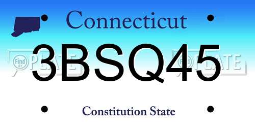 3BSQ45 Connecticut License Plate