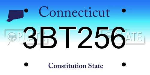 3BT256 Connecticut License Plate