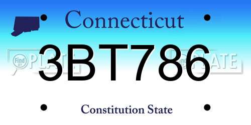 3BT786 Connecticut License Plate