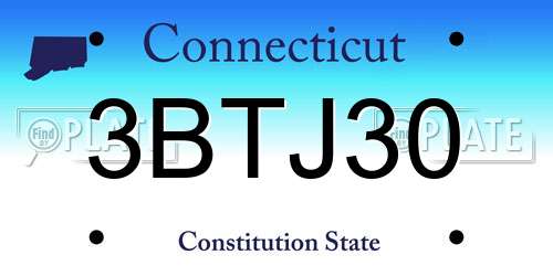 3BTJ30 Connecticut License Plate