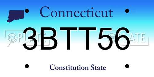 3BTT56 Connecticut License Plate