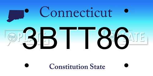 3BTT86 Connecticut License Plate