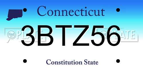 3BTZ56 Connecticut License Plate