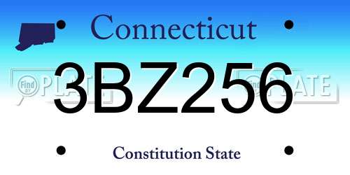 3BZ256 Connecticut License Plate