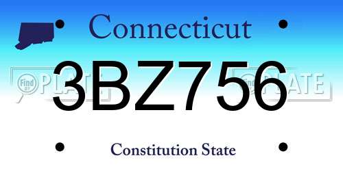 3BZ756 Connecticut License Plate