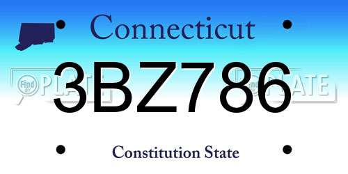 3BZ786 Connecticut License Plate