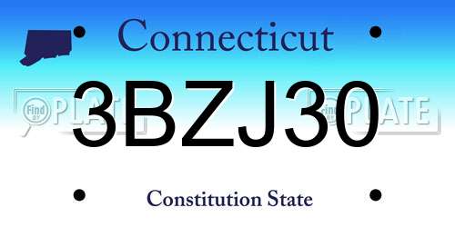 3BZJ30 Connecticut License Plate