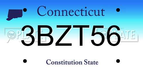 3BZT56 Connecticut License Plate