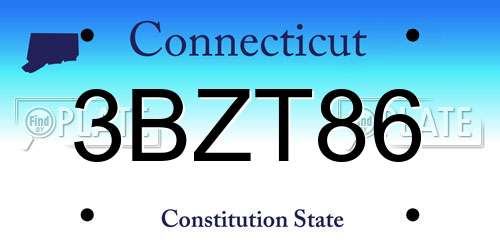 3BZT86 Connecticut License Plate