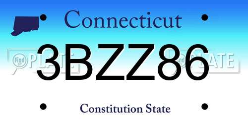 3BZZ86 Connecticut License Plate