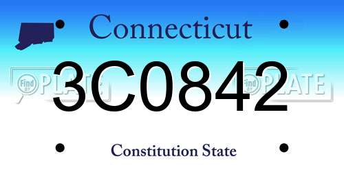 3C0842 Connecticut License Plate