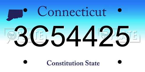 3C54425 Connecticut License Plate
