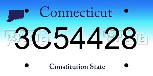 3C54428 Connecticut License Plate
