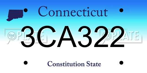 3CA322 Connecticut License Plate