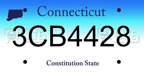 3CB4428 Connecticut License Plate