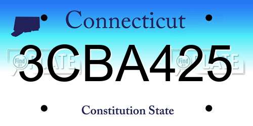 3CBA425 Connecticut License Plate
