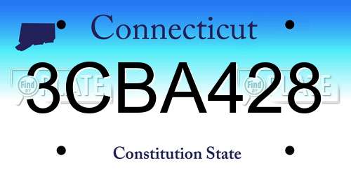 3CBA428 Connecticut License Plate