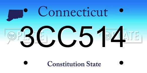 3CC514 Connecticut License Plate