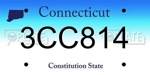 3CC814 Connecticut License Plate