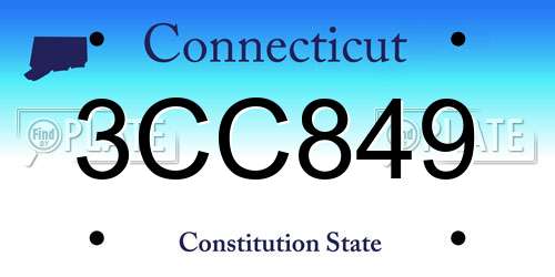 3CC849 Connecticut License Plate