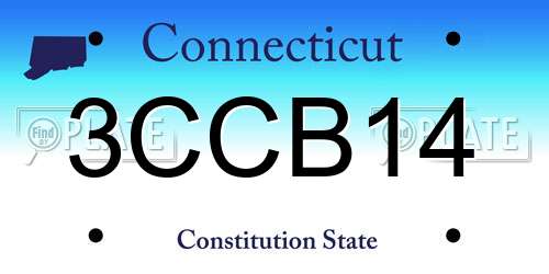 3CCB14 Connecticut License Plate