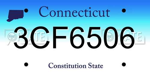 3CF6506 Connecticut License Plate