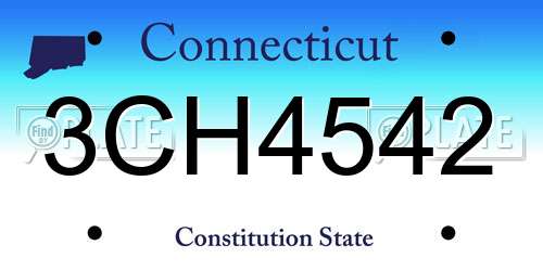 3CH4542 Connecticut License Plate