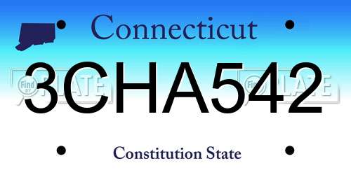 3CHA542 Connecticut License Plate