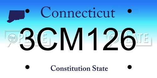 3CM126 Connecticut License Plate
