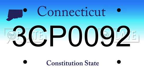 3CP0092 Connecticut License Plate