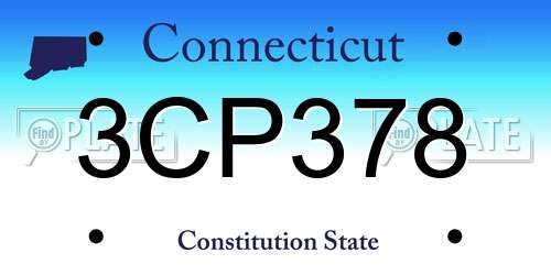 3CP378 Connecticut License Plate