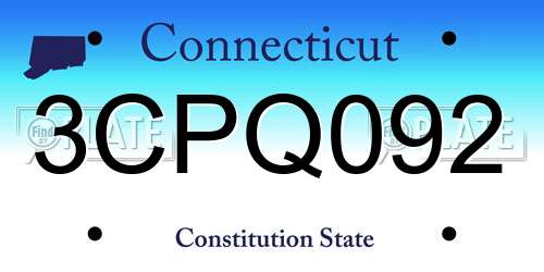 3CPQ092 Connecticut License Plate