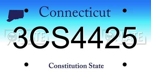 3CS4425 Connecticut License Plate