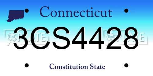 3CS4428 Connecticut License Plate