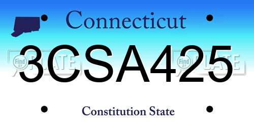 3CSA425 Connecticut License Plate