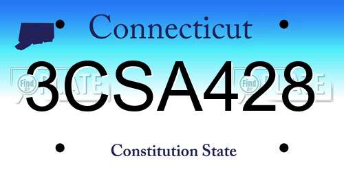 3CSA428 Connecticut License Plate