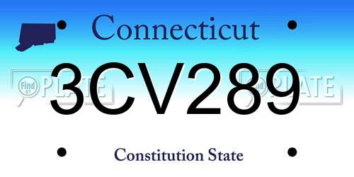 3CV289 Connecticut License Plate