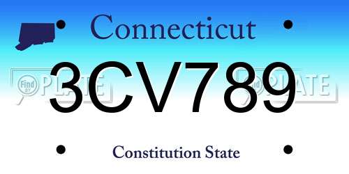 3CV789 Connecticut License Plate