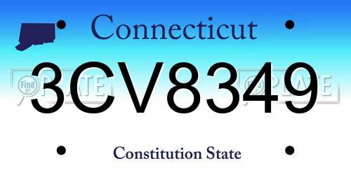 3CV8349 Connecticut License Plate