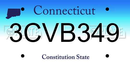 3CVB349 Connecticut License Plate