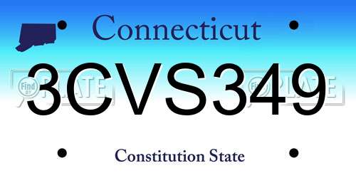 3CVS349 Connecticut License Plate