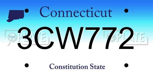 3CW772 Connecticut License Plate