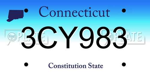 3CY983 Connecticut License Plate