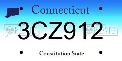 3CZ912 Connecticut License Plate