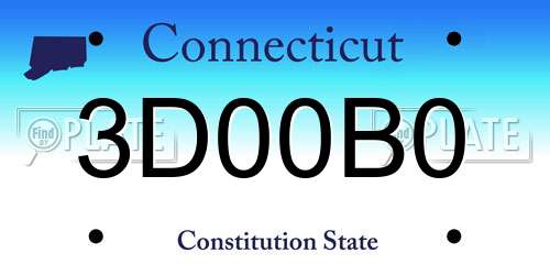 3D00B0 Connecticut License Plate