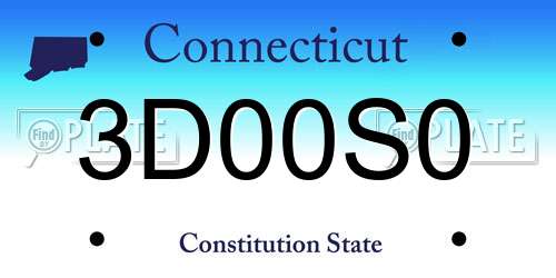3D00S0 Connecticut License Plate