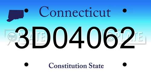3D04062 Connecticut License Plate
