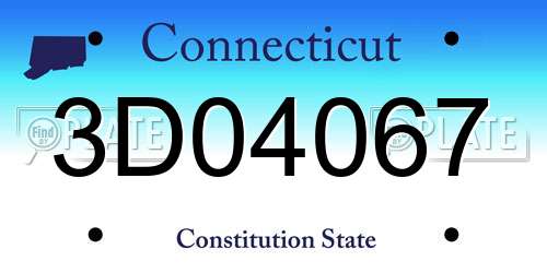 3D04067 Connecticut License Plate