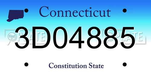 3D04885 Connecticut License Plate