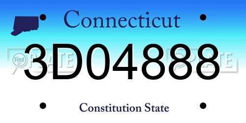 3D04888 Connecticut License Plate